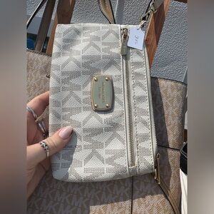 Michael Kors Cream Logo Crossbody Bag with Gold Hardware